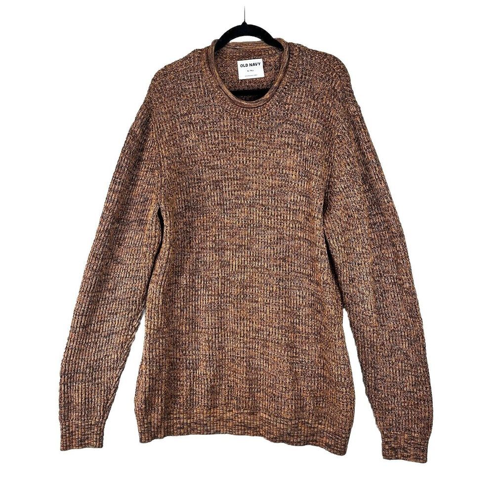 Old Navy Roll Neck Sweater Women's XL Tall Textured Brown Fisherman Heavy Weight